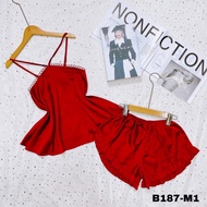 Satin camisole with lace trim - B187