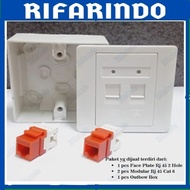 Wallplate Faceplate RJ45 2hole + Module RJ45 Cat6 + Outbow Box
