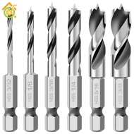 6Pcs Brad Point Drill Bit Set HSS Wood Drill Bit Set 1/4 Inch Hex Shank Sharp Twist Drill Bit Set  S