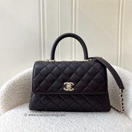 (Brand new) Chanel Small (24cm) Coco Handle in Dark Brown (Almost Black) Caviar and LGHW