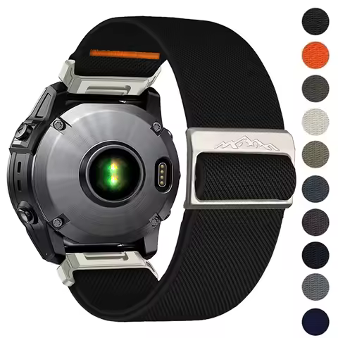 26/22mm Elastic Nylon Loop Strap For Garmin Fenix 8 E 5 5X 6X 6 7 7X Pro/TACTIX/Mk2 Mk2i G1/Enduro 2