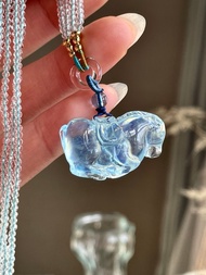 天然海藍寶小馬吊墜   送 925 銀鏈