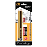 ASTAR P1500-6 Cambridge 6pcs 2B Pencils Set with Eraser & Sharpener (Value Pack)