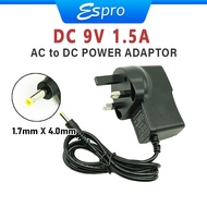 AC 240V To DC 9V 1.5A 4.0mm x 1.7mm Power Supply Adapter UK 9V 1.5A Switching Power Adaptor