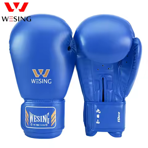 Wesing Professional Boxing Gloves Sanda Training Competition Adult Punching Mitts Black Luva Muay Th