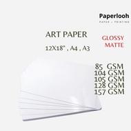 100pcs Art Paper Glossy/Matte - 85gsm/104gsm/105gsm/128gsm/157gsm (12"x18"/A4/A3)