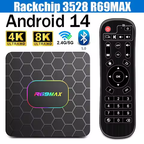 R69 Max Android 14 Smart TV Box Rockchip RK3528 Quad-core 4G 5G WiFi 8K 4K HD BT5.0 Media Player Set