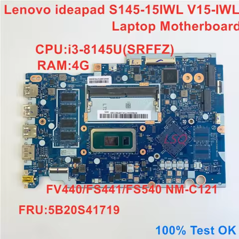 For Lenovo IdeaPad S145-15IWL V15-IWL Laptop Motherboard NM-C121 CPU i3-8145U RAM 4G FRU 5B20S41719 