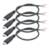 Short USB C to 2 Pin Bare Wire Open End Cable,9inch 25cm 5V/3A USB Type C Male Plug Pigtail Power Wi