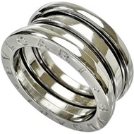 Pre-owned BVLGARI B-ZERO1 3-Band Ring in 18K White Gold, 8.8g, Size 49, Women's, Size 9