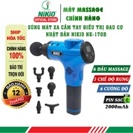 Japanese handheld massage gun Nikio NK-170B - 6 heads, 5 massage modes - Blue