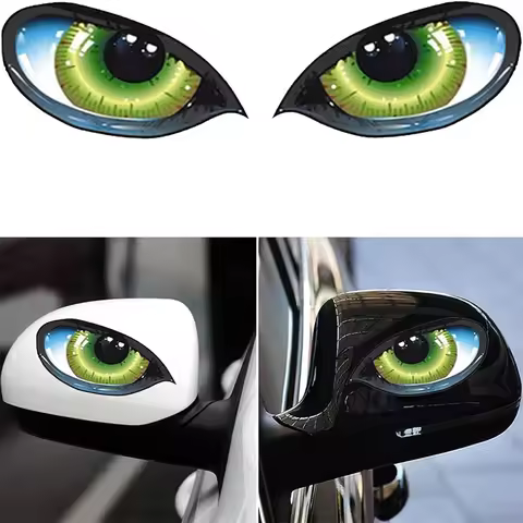1/2Pcs Car Stickers 3D Stereo Reflective Cat Eyes Car Sticker Creative Rearview Mirror Sticker Decal
