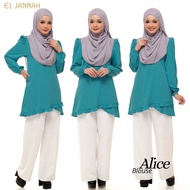 EL JANNAH BLOUSE ALICE TEAL BLUE TOP WANITA