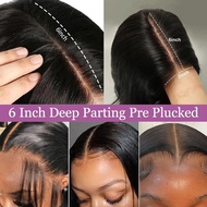 2x6 HD Lace Closure Middle Part Straight Closure Wigs Human Hair Pre Plucked with Natural Hairline T