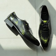 MIT 【永不脫膠的尖頭紳士皮鞋-擦色綠】紳士鞋 牛津鞋 擦色皮鞋