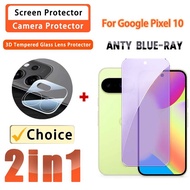 2 IN 1 Anti Blue Film Google Pixel 10 Tempered Glass for Google Pixel 10 9 8 Pro 4 3 3a 2 XL 9a 8a 7