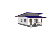 แบบบ้านโมเดิร์น ชั้นเดียว ขนาด  2 ห้องนอน  1 ห้องรับแขก  1 ห้องน้ำ  1 ห้องครัว ขนาดพื้นที่ตัวบ้าน 63