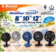 Homelux Dawa Minlite 8''10'' 12" Table Fan Kipas Meja Kecil 90W 95W 110W Turbo Wind | HTF208PW TF8 T