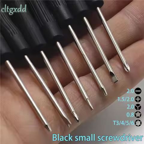 Cltgxdd 10pcs Black Mini Screwdriver 2.0+,2.0-,1.5+,2.0Y,T3,T4,T5,T6,0.8 Torx,Screw Driver Home DIY 