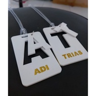 GANTUNGAN Acrylic bag tag / custom initial bag hanger / luggage tag / aesthetic suitcase bag tag