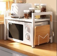 廚房可伸縮微波爐架子置物架烤箱家用電飯煲檯面收納架支架