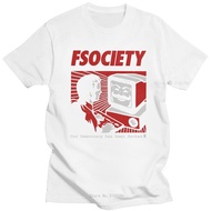 Vintage Funny Mr Robot T Shirt Men 100% Cotton FSociety T-shirt Short-Sleeve F Society Hacker Tee To