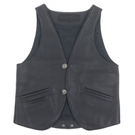 全新 □ CHROME HEARTS 經典 2B Crossball 紐扣捲軸標籤真皮背心 黑色 S 碼 美國製造 正品 男士