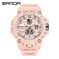 SANDA Women's Fashion Casual Digital Quartz Dual Display Chrono Sport Watch Ladies Causal Complete Calendar Waterproof Watch