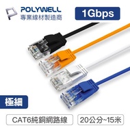 POLYWELL CAT6 極細高速網路線 15米 網路線 RJ45 福祿克認證 寶利威爾 台灣現貨