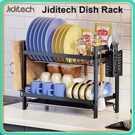Jiditech 2/3-Tier Dish Rack Dish Drainer Kitchen Organizer Rack Dish Drying Rack Plate Storage Shelf