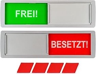 Sliding Sign with "FREI! - BESETZT!", 1 Piece, 175 x 50 x 7.5 mm, Sign with Magnetic Back or for Glu