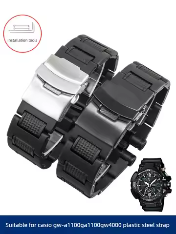 Plastic Steel Watch Strap for Casio G-SHOCK GW-A1100 G-1400 GW-4000 Replacement Bracelet