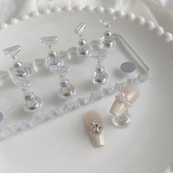 Nail Art Decorations Set - Acrylic Rectangle Bubble Solid Double Row Magnet With 1 Base + 10 Aurora