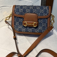 GUCCI 古馳 1955 mini丹寧經典馬鞍包