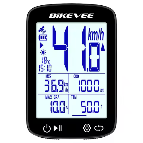 2.4" LCD Screen GPS Wireless Bicycle Computer MPH KM/H Cycling Speedometer Odometer Stopwatch with A
