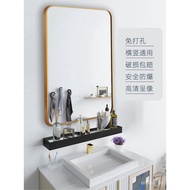 LP-8 New🍁Punch-Free Bathroom Mirror Wall-Mounted Toilet Wall-Mounted Self Adhesive Tape Storage Rack Bathroom Wall-Mount