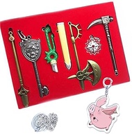 7 in 1 Box Anime Seven Deadly Sins Wepons Keychain Set Pendant Sets Meliodas' Dragon Handle Broken S
