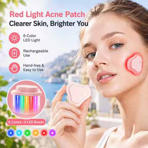 Skin Care New Cordless Red Light Acne Patch 6-Color Light 9 LED beads Acne Sticker Portable Recharge