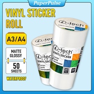 ITech Vinyl Sticker Roll Waterproof 50Meters A4 & A3 Printable High Quality