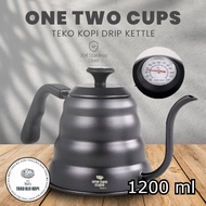 Gooseneck Kettle Stainless Termometer Teko Leher Angsa V60 Hitam 1.2L