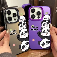 Handdrawn Shy Lucky Panda Phone Case Compatible for IPhone 15 14 13 12 11 PRO MAX X XR XS MAX 7/8 Plus Se2020 Smooth Shockproof Silicone TPU Phone Case