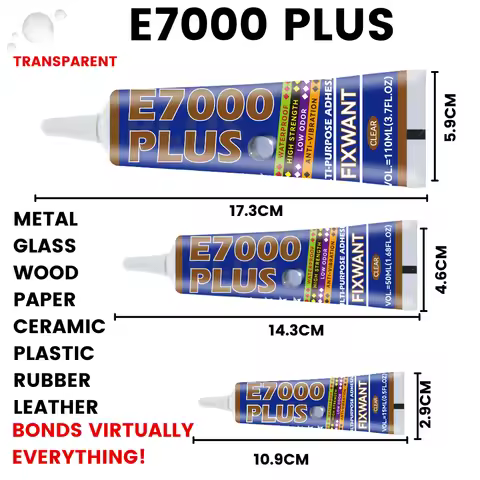 FIXWANT E7000 PLUS Strong Waterproof Flexible Adhesive Fabric Leather Metal Plastic Rubber Wood Jewe