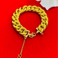 Korean Gold SADUR 24K Sand Cross Centipede Bracelet 2.0CM Width CAKUK S