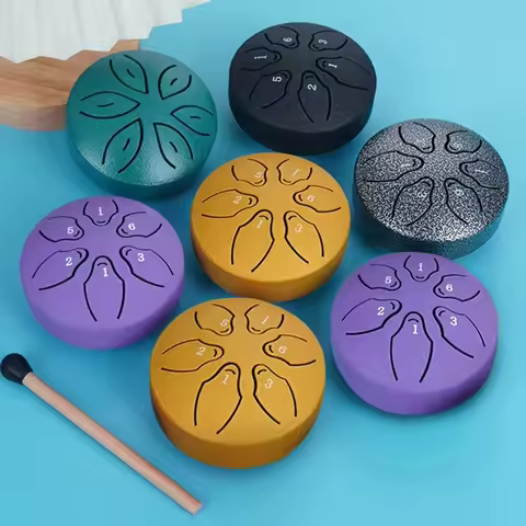 Metal Tongue Drum 3-inch 6-note Mini Children's Instrument Music Gift Portable Steel Tongue Drum Han