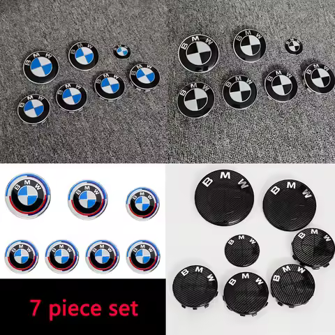 7Pcs For BMW E93 F10 F20 F30 F40 F15 F25 F26 F31 F49 M3 Car Front Rear Logo Steering Wheel Center St