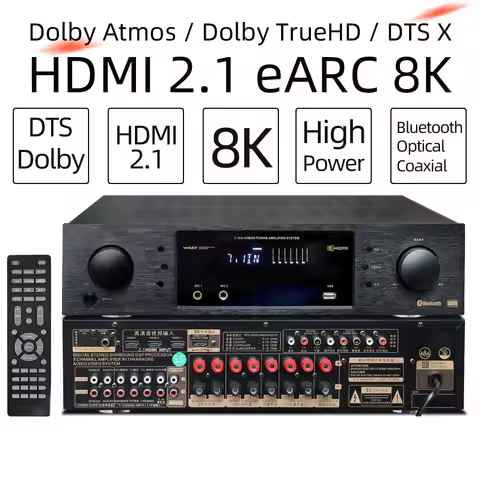7.1 Home Theater AV Receiver 600W High Power Amplifier HDMI2.1 eARC 8K Dolby Atmos/Dolby TrueHD/Dolb