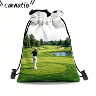CARNATIOGV Drawstring Golf Tee Bag, PU Leather Waist Pouch Golf Valuables Pouch, Lightweight with Ho