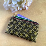 迷你小包【麻葉紋】榻榻米邊零錢包卡片包黑金日式