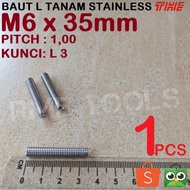 M6x35 Bolt L Set Embedded M6 Stainless 304 Grade A2-70 Pitch 1.00