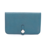 【二手】愛馬仕 HERMES 雙折長皮夾 Dogon Duo GM 孔雀石色皮革 Dogon Duo 孔雀石色 女士二手 B